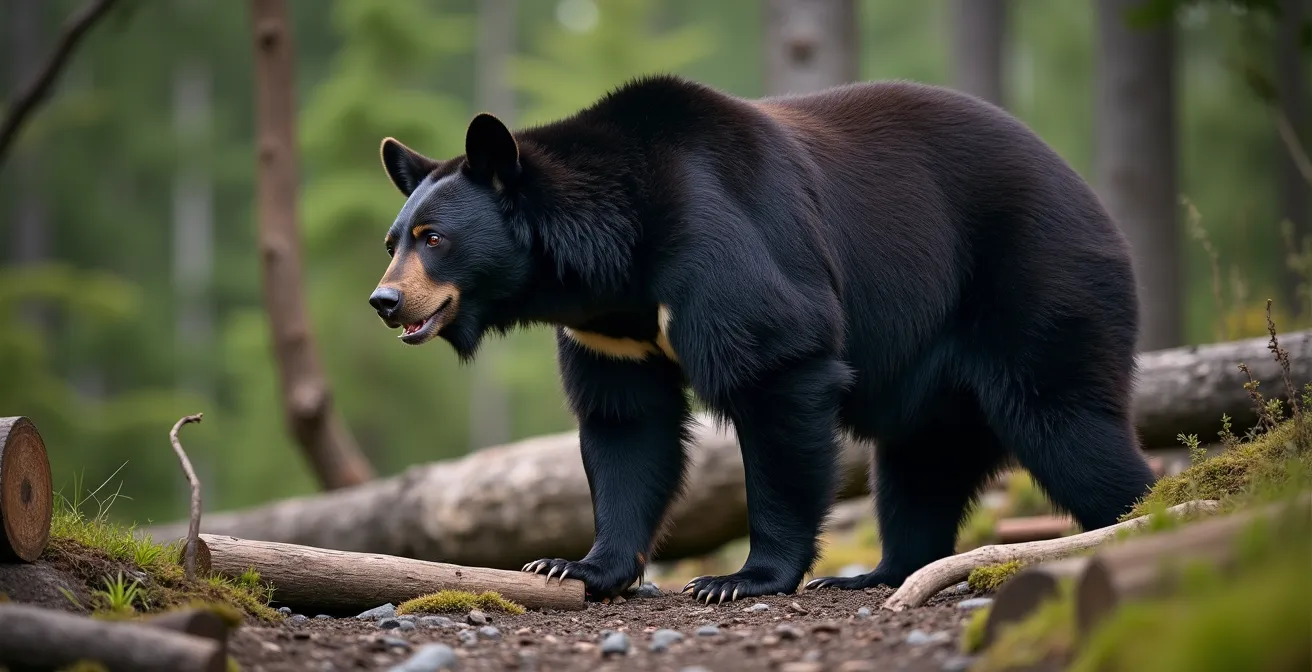 Illustration du langage corporel d'un ours noir montrant les signaux d'avertissement