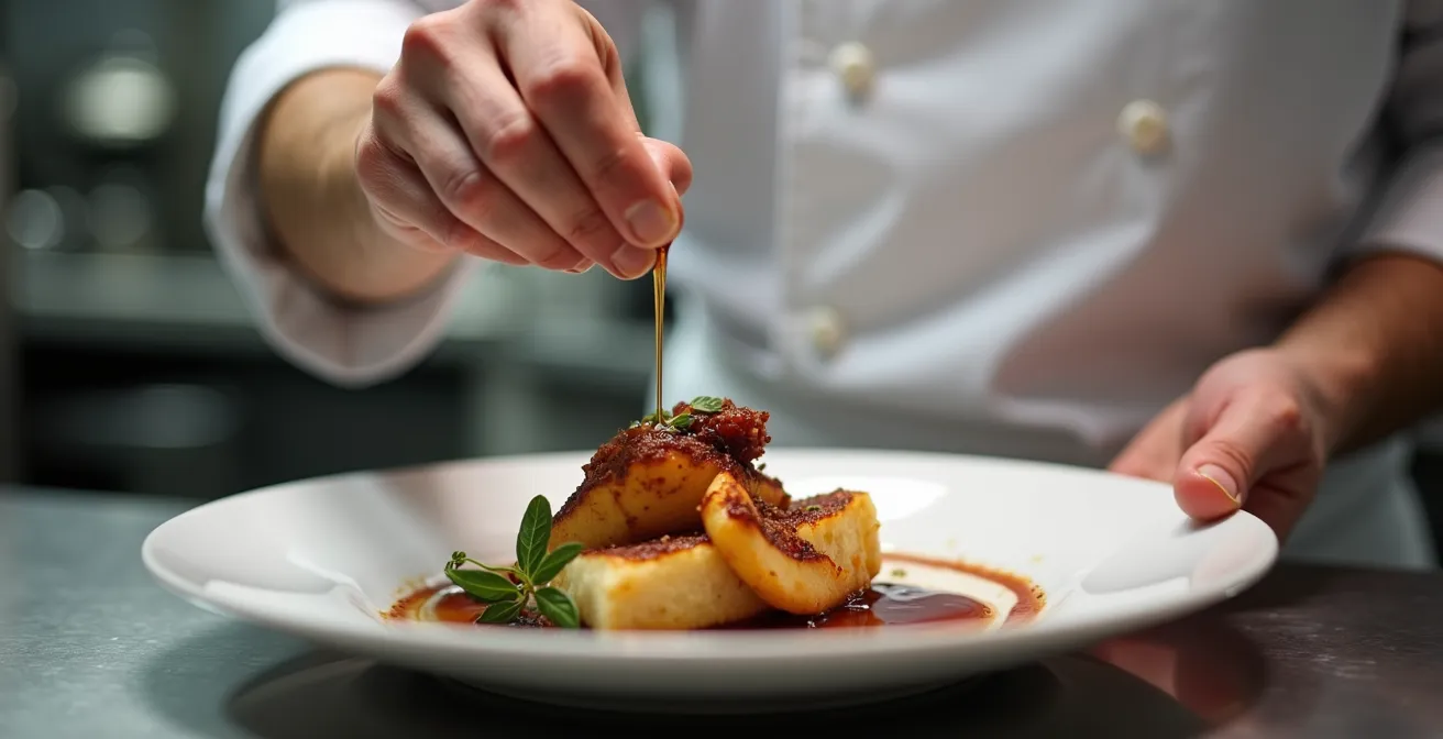 Plat gastronomique moderne intégrant le sirop d'érable