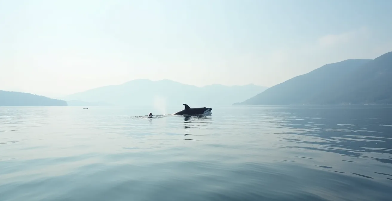 Observation respectueuse des baleines depuis un bateau maintenant la distance réglementaire