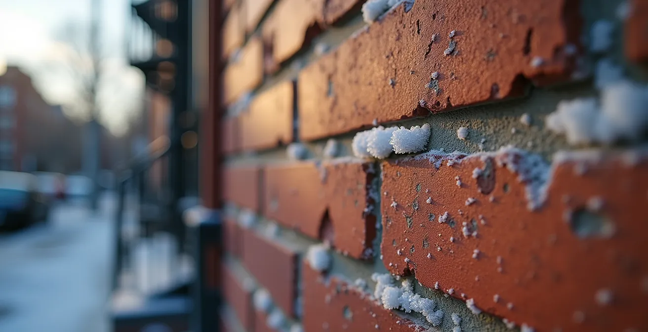 Vue macro détaillée de briques caractéristiques du patrimoine architectural montréalais